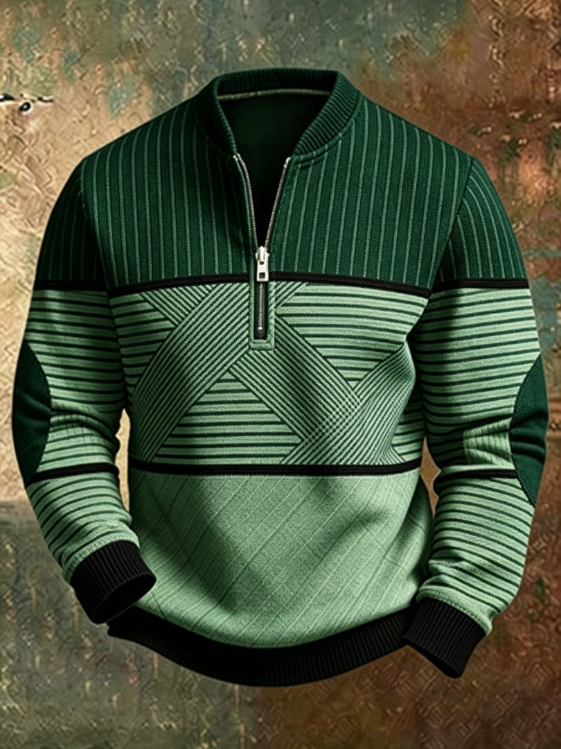 Gaelvick - Pullover mit kontrastierendem Muster und 1/4-Reißverschluss