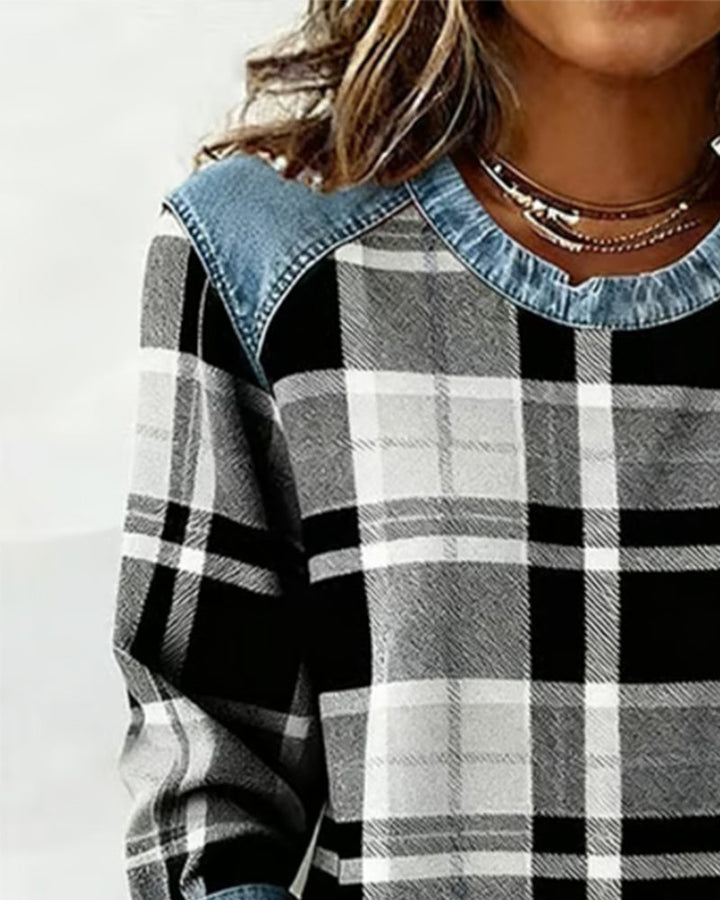 Adair - Lässiges Karo-Sweatshirt mit Rundhalsausschnitt