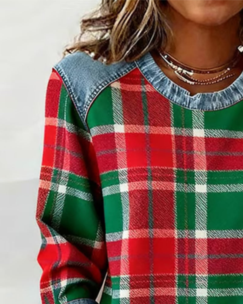 Adair - Lässiges Karo-Sweatshirt mit Rundhalsausschnitt