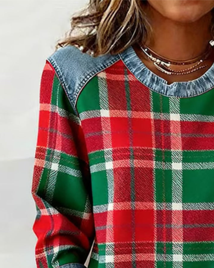 Adair - Lässiges Karo-Sweatshirt mit Rundhalsausschnitt