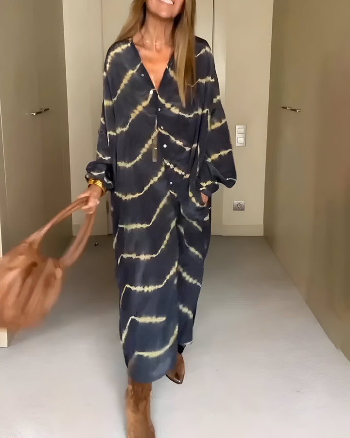 Aviyra - Weiches gestreiftes Boho-Maxikleid