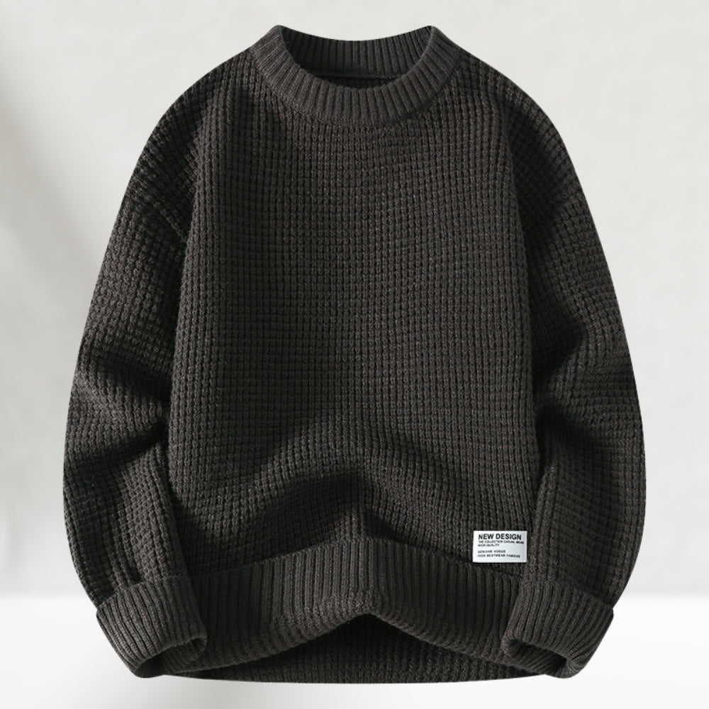 Eldric - Rundhals-Pullover aus Waffelstrick