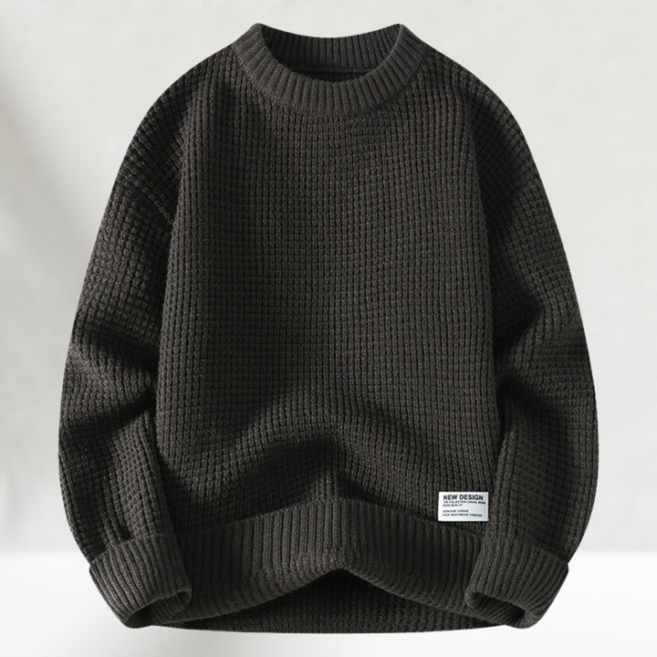 Eldric - Rundhals-Pullover aus Waffelstrick