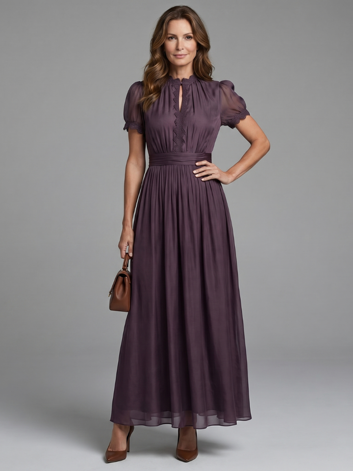 Jovelle - Soft-Touch Plissé-Maxikleid