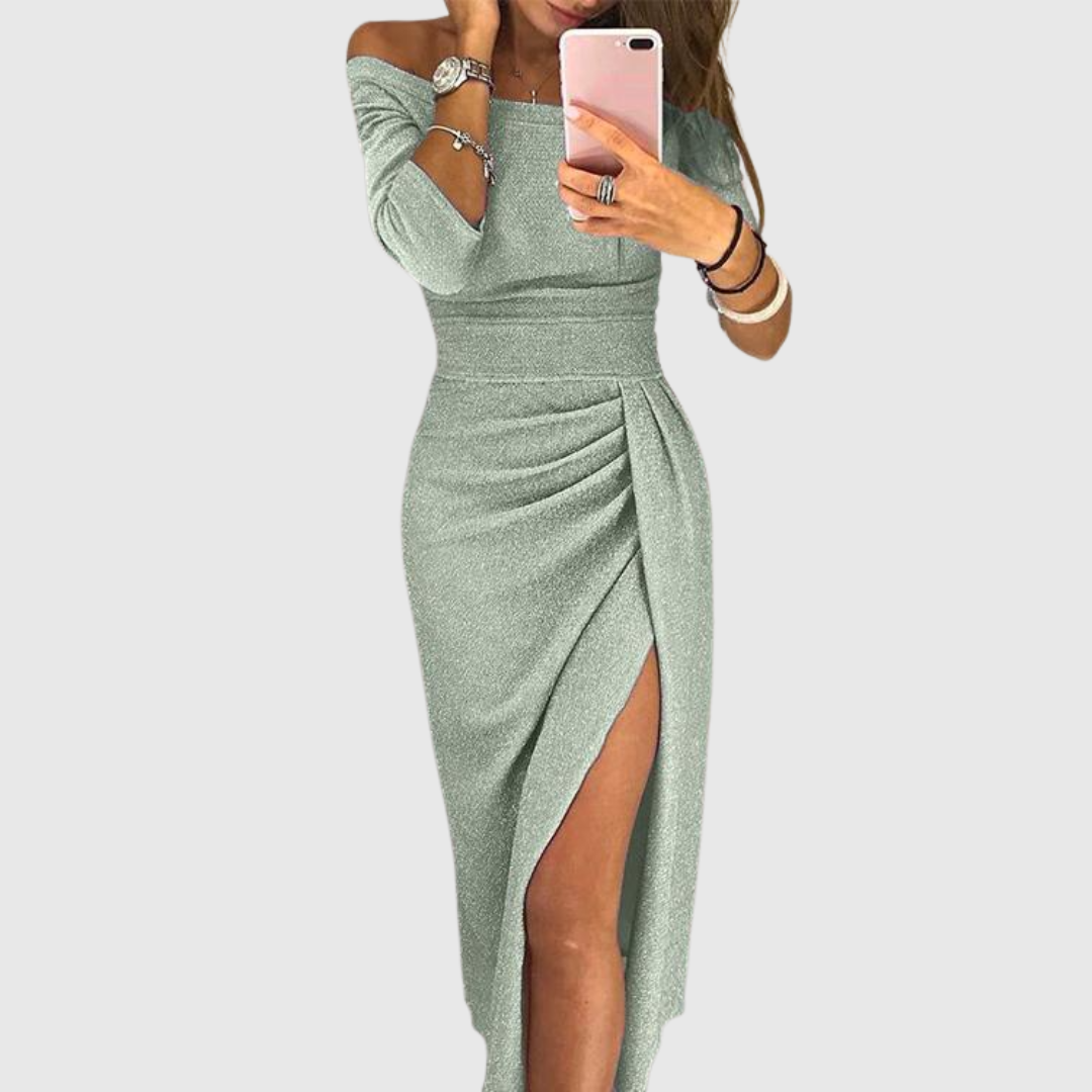 Lylah - Drapiertes Neckholder-Maxikleid