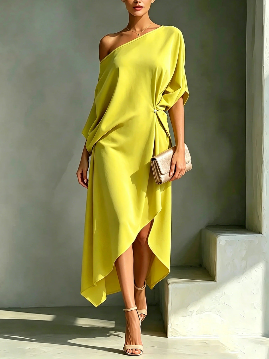 Erica - Fließendes One-Shoulder-Midikleid