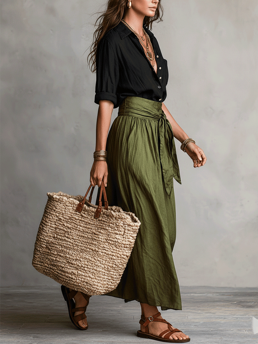 Estella - Elegantes Blusen- und Midirock-Set