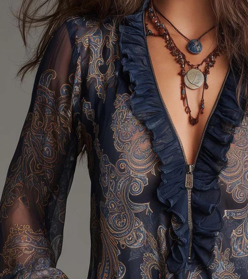 Taviana - Bluse mit weicher Haptik und Rüschen-Details