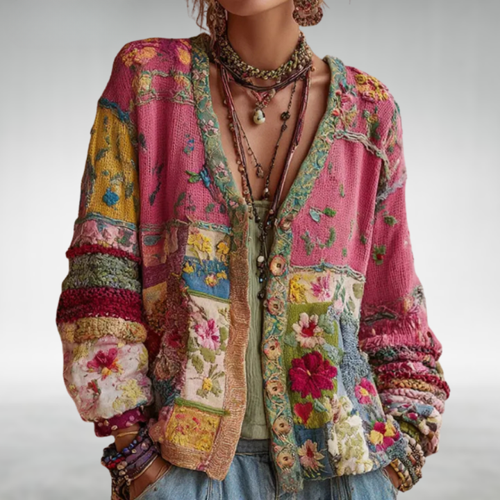 Celestara - Weicher Patchwork-Cardigan