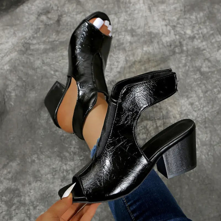 Vasilisa - Peep-Toe-Sandalen mit Blockabsatz