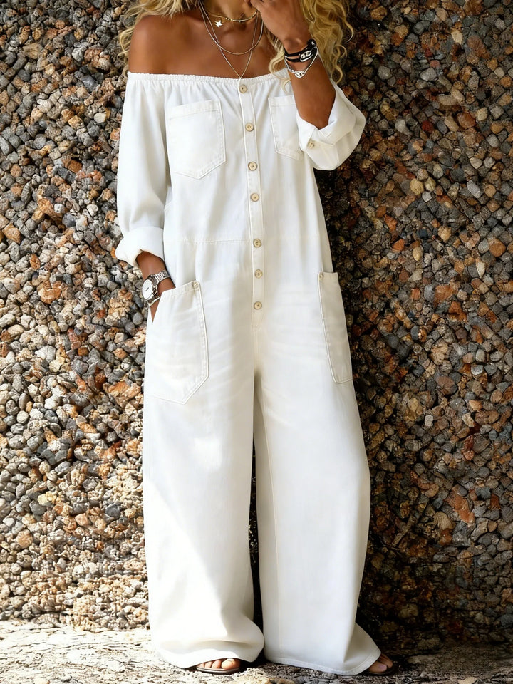 Verity - Schulterfreier Soft-Touch-Jumpsuit