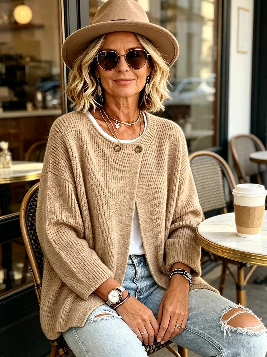 Anisa - Locker geschnittener Strick-Cardigan mit Knopf-Details
