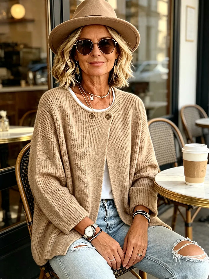 Anisa - Locker geschnittener Strick-Cardigan mit Knopf-Details