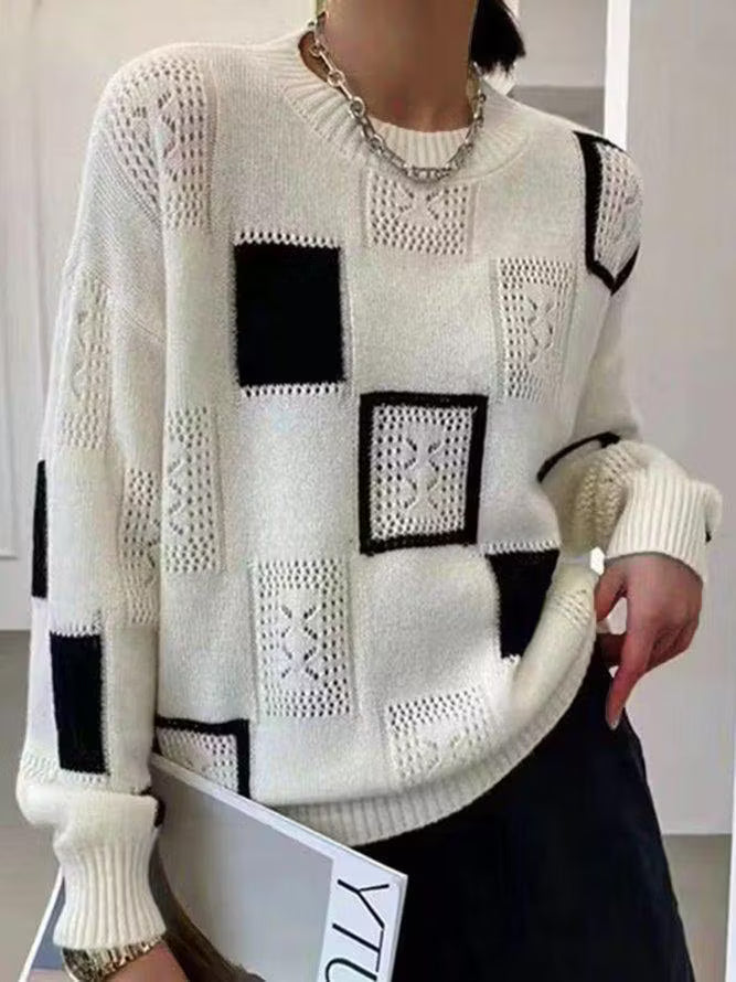 Adorelle - Künstlerischer Strickpullover im Patchwork-Design