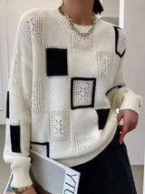 Adorelle - Künstlerischer Strickpullover im Patchwork-Design