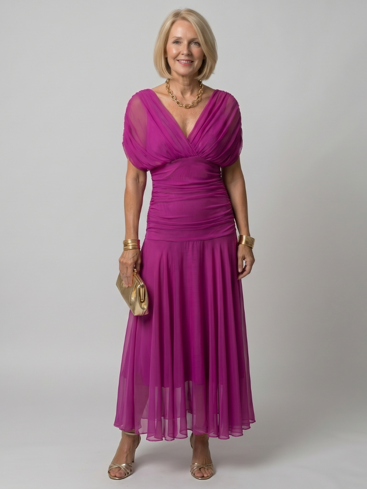 Galatea - Leichtes schulterfreies Midikleid