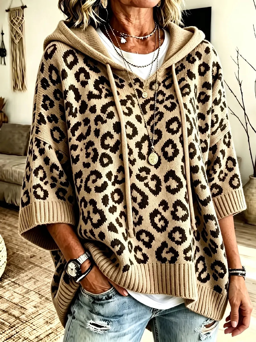 Jocasta - Oversize-Strickpullover mit Leopardenmuster