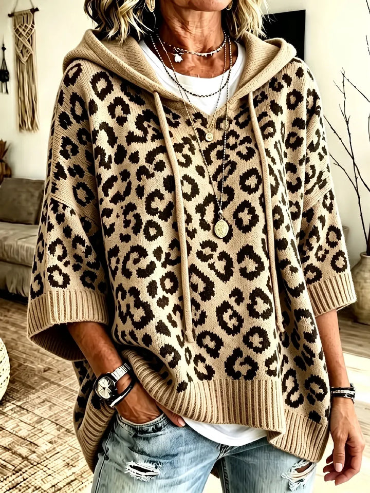 Jocasta - Oversize-Strickpullover mit Leopardenmuster