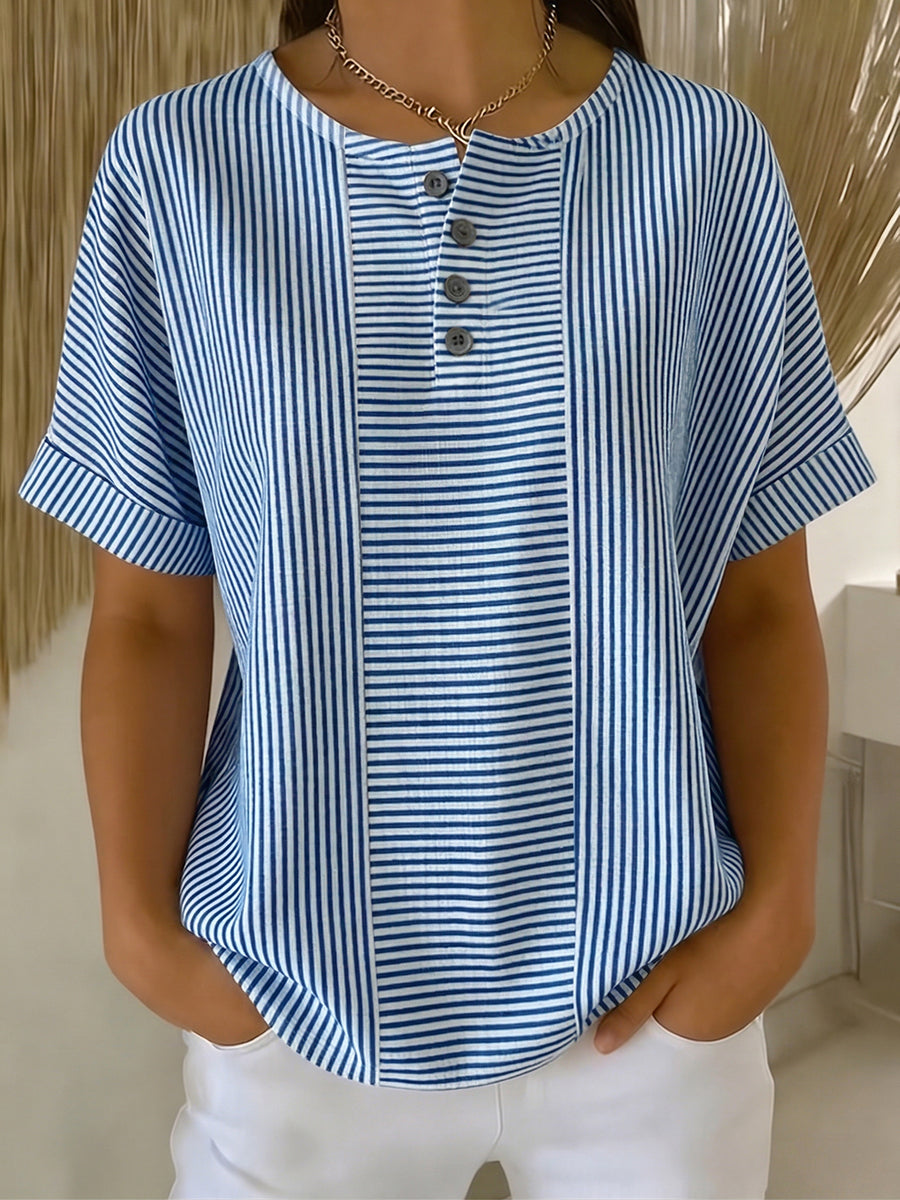 Selvara - gestreifte Bluse mit Knopfdetails