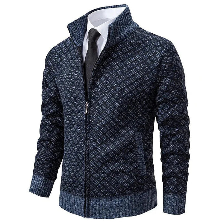 Aris - Gemusterte Strickjacke mit durchgehendem Reißverschluss