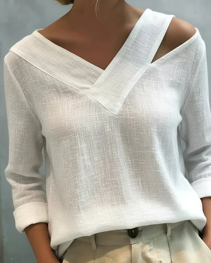 Calira - Schulterfreies Soft-Touch-Top mit V-Ausschnitt