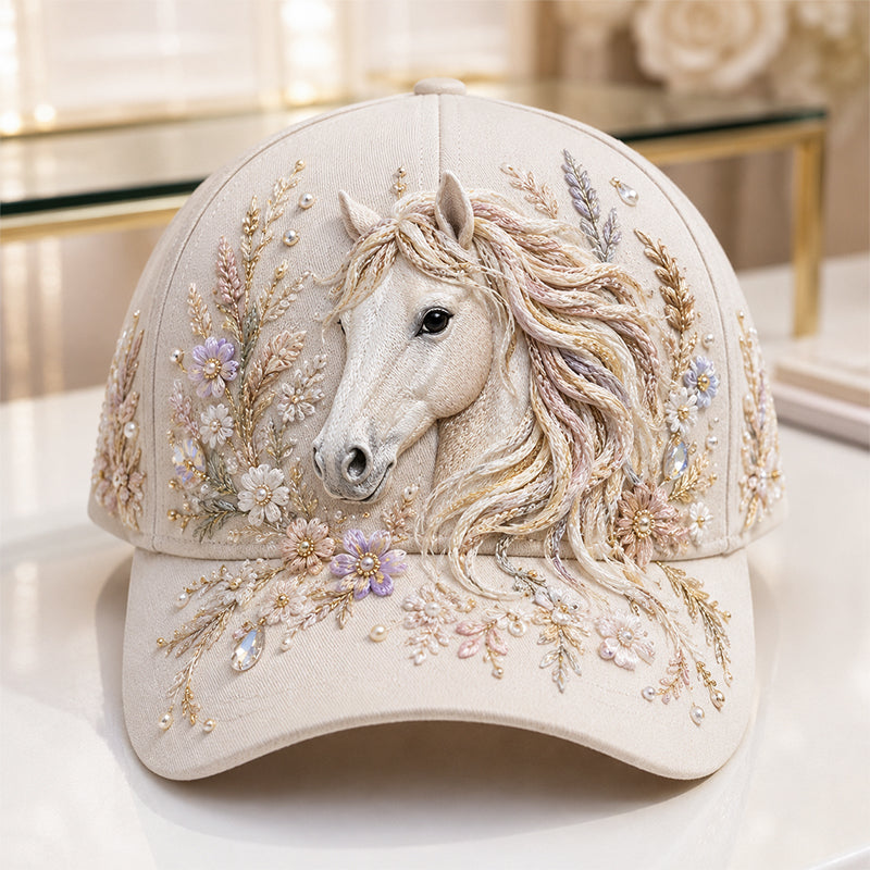 Arlena - Cap mit Blumenpferd-Motiv