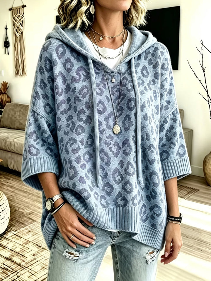 Jocasta - Oversize-Strickpullover mit Leopardenmuster