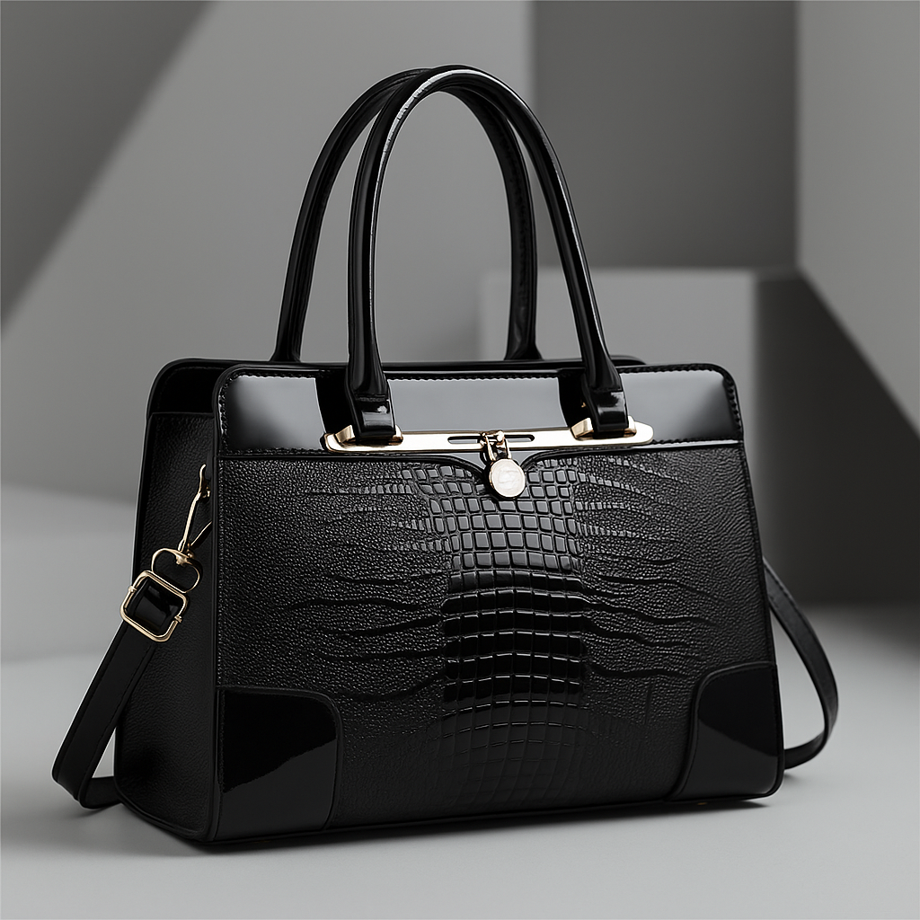 Aeryn - Strukturierte Handtasche mit Krokoprägung