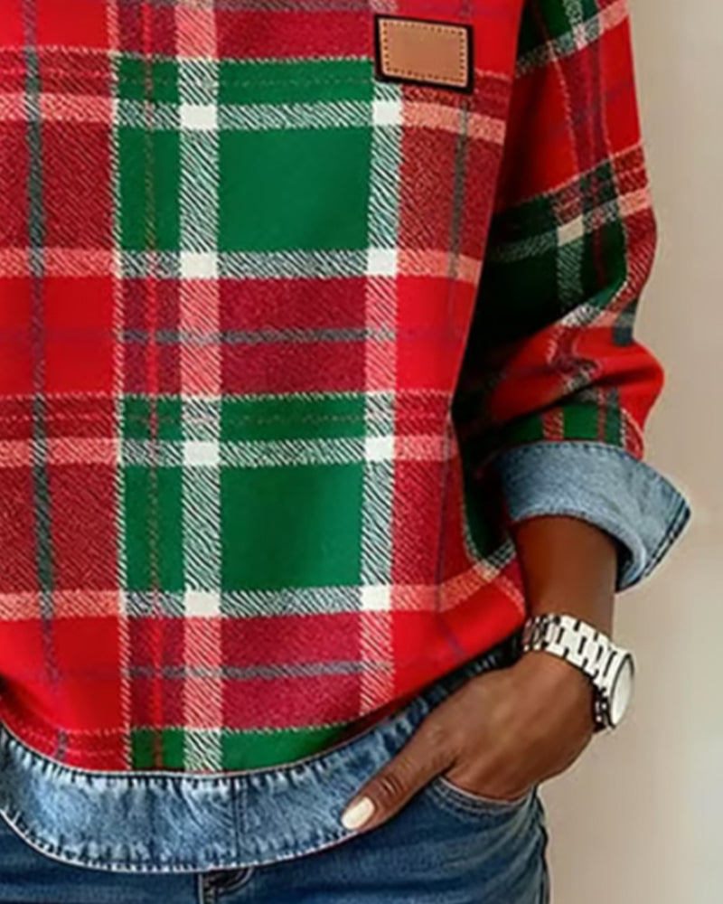 Adair - Lässiges Karo-Sweatshirt mit Rundhalsausschnitt