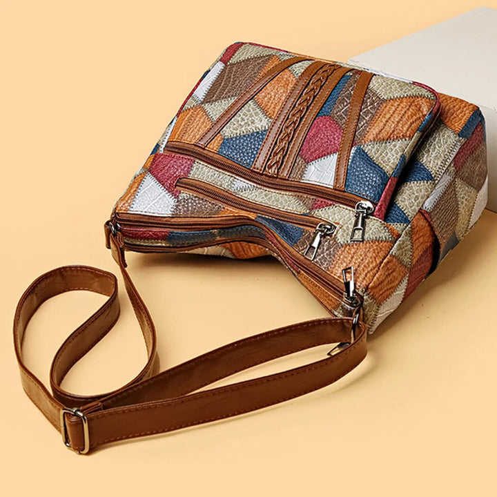 Lauranique - Patchwork-Umhängetasche mit weicher Haptik