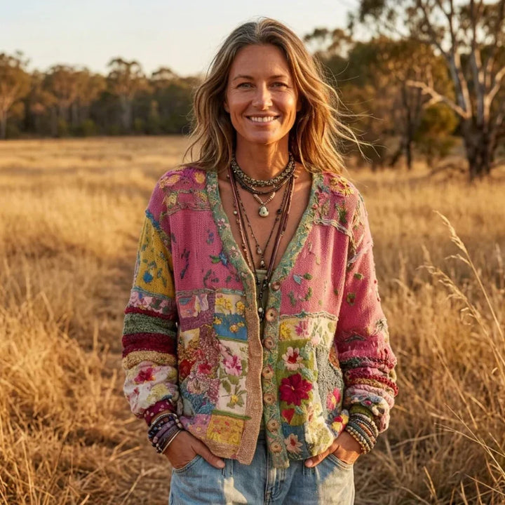 Celestara - Weicher Patchwork-Cardigan