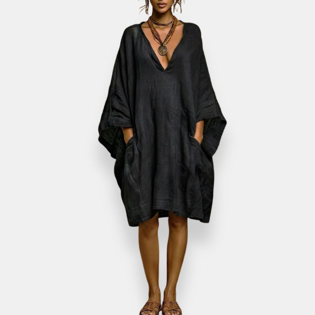 Cleo - Luftiges Batwing-Kleid mit V-Ausschnitt
