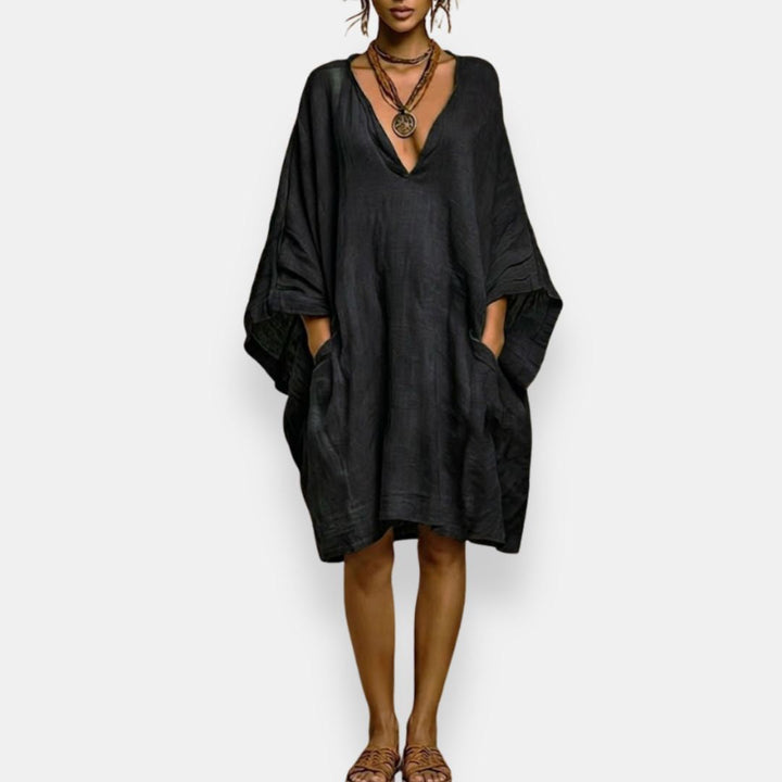 Cleo - Luftiges Batwing-Kleid mit V-Ausschnitt