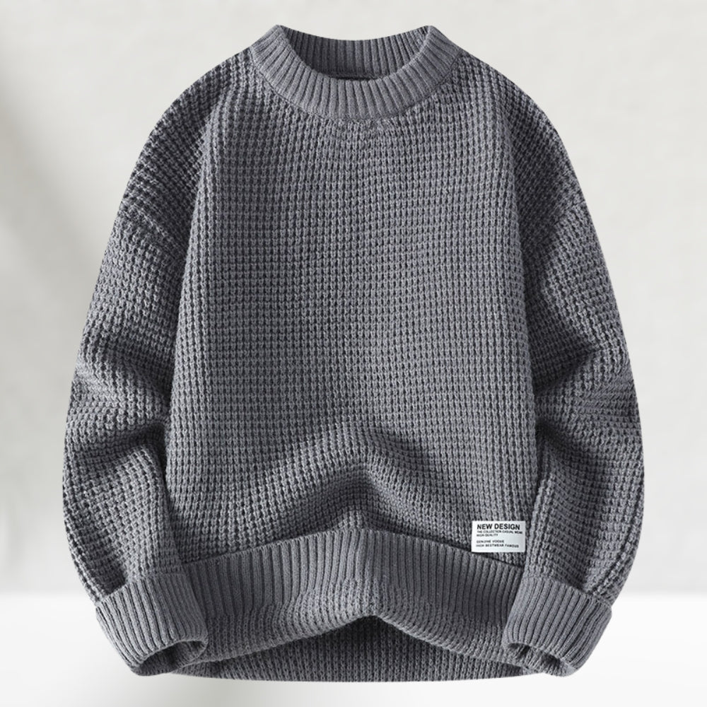 Eldric - Rundhals-Pullover aus Waffelstrick