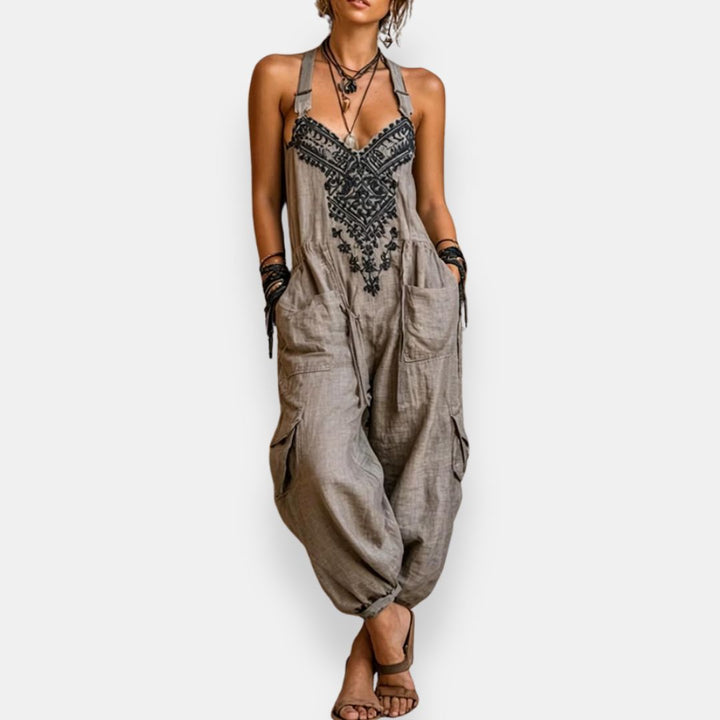 Cerys - Bestickter Boho-Jumpsuit
