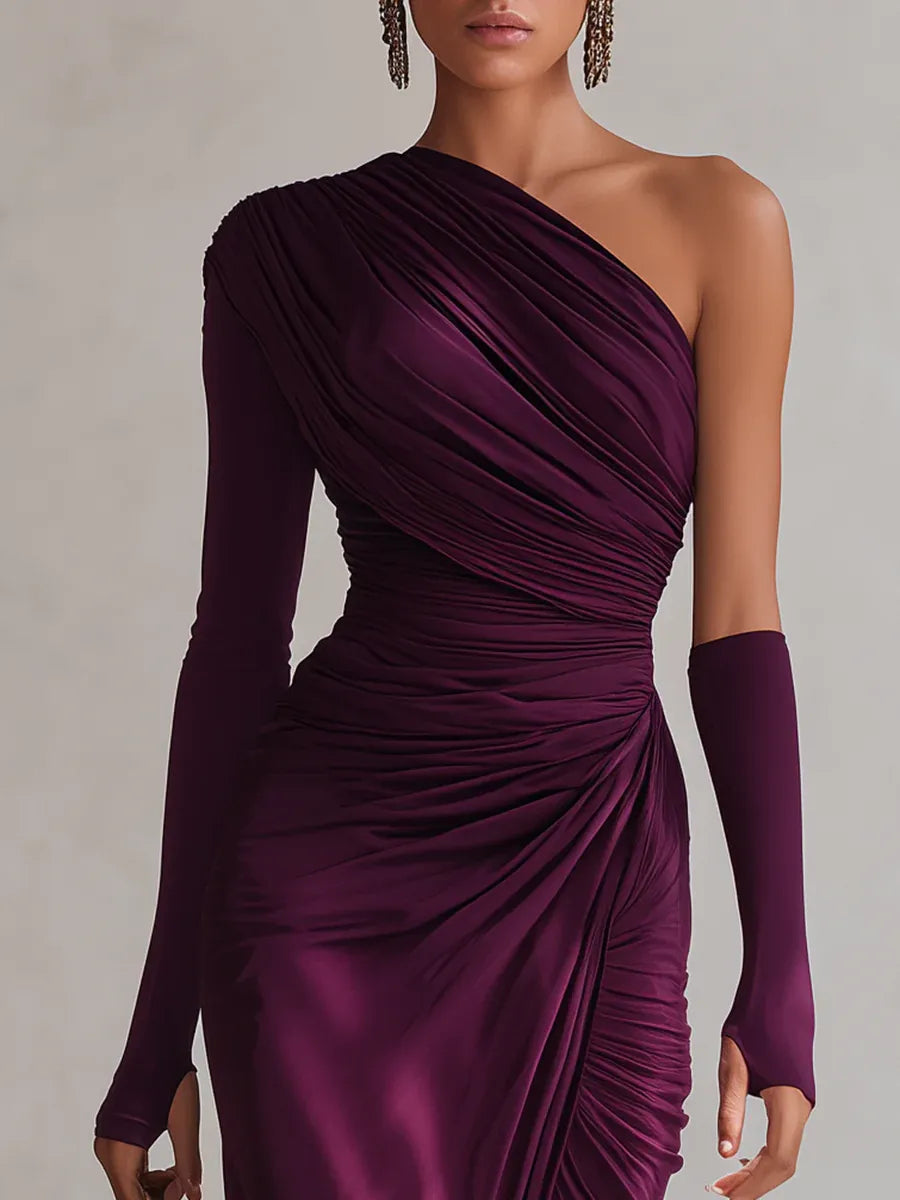 Viala - Weichgriffiges One-Shoulder-Maxikleid