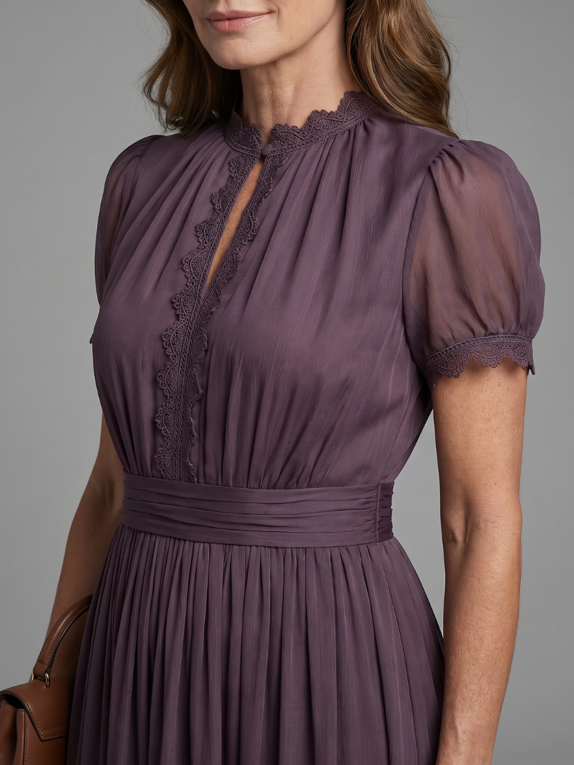 Jovelle - Soft-Touch Plissé-Maxikleid