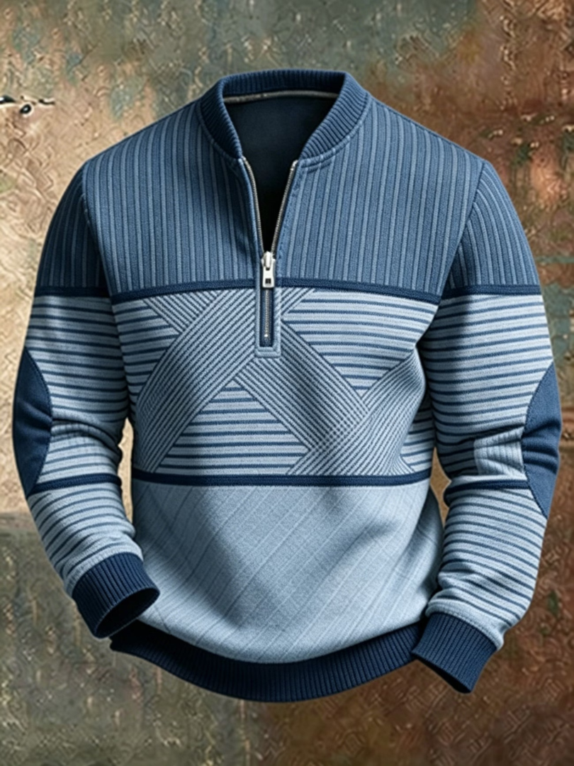 Gaelvick - Pullover mit kontrastierendem Muster und 1/4-Reißverschluss