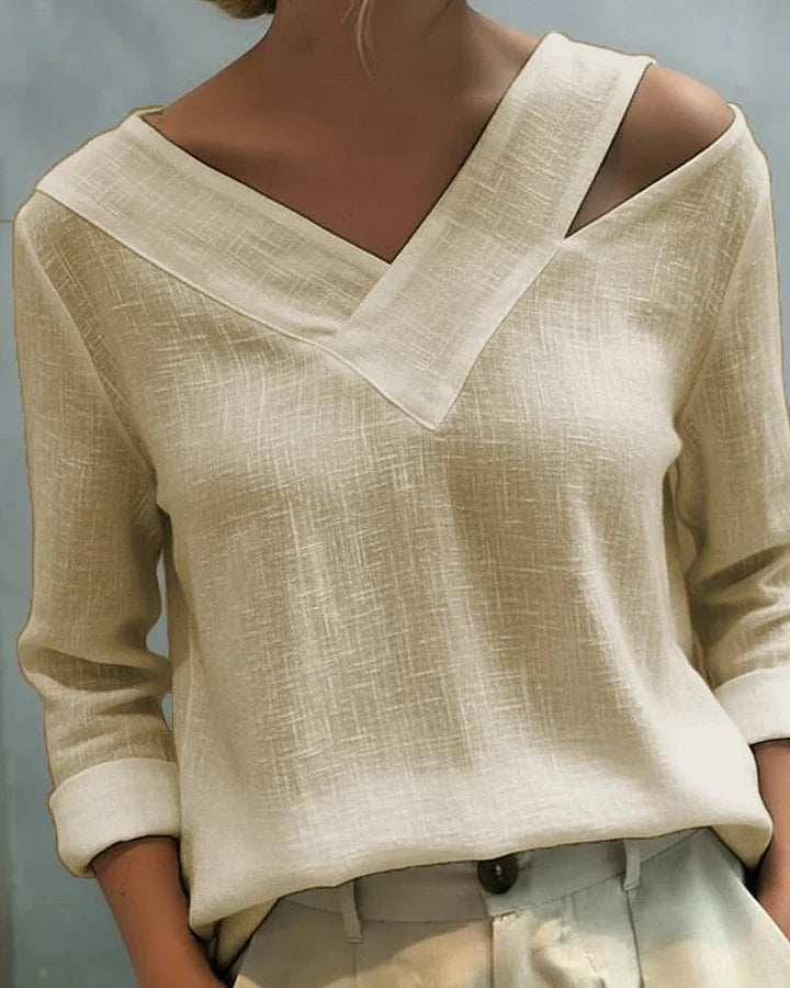 Calira - Schulterfreies Soft-Touch-Top mit V-Ausschnitt