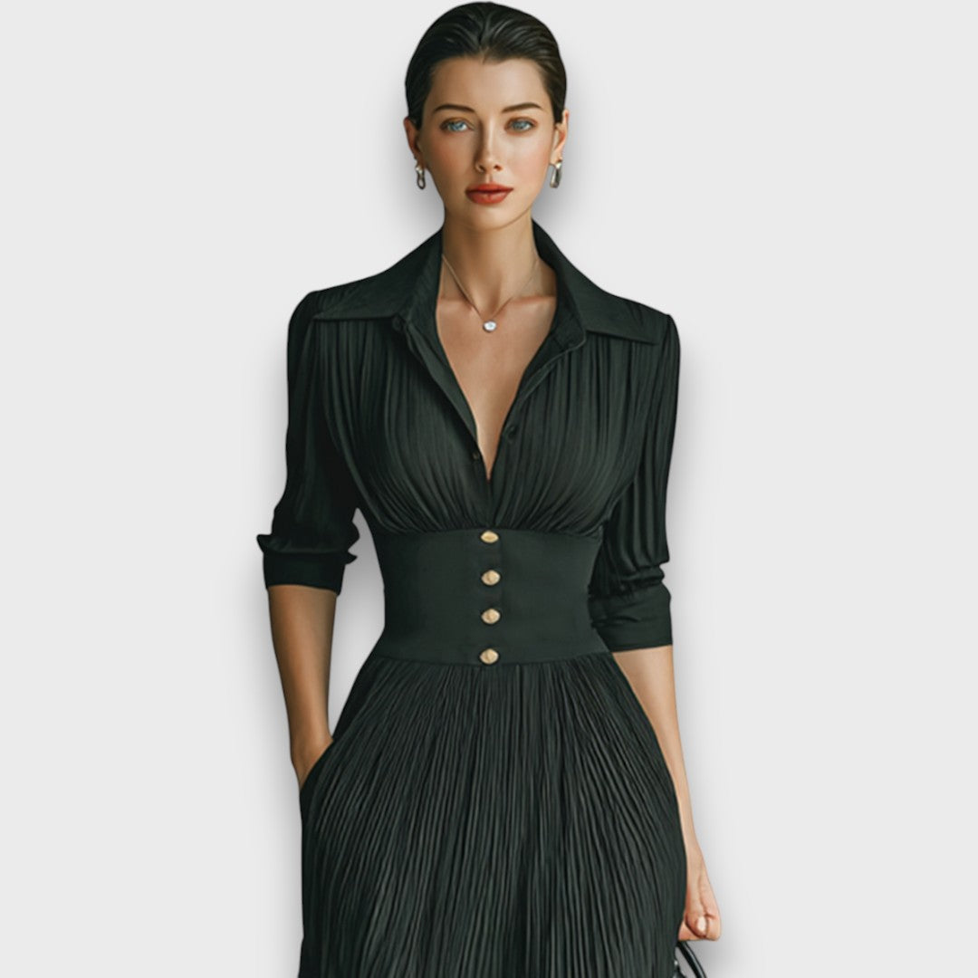 Miryn - Elegantes Plissé-Maxikleid