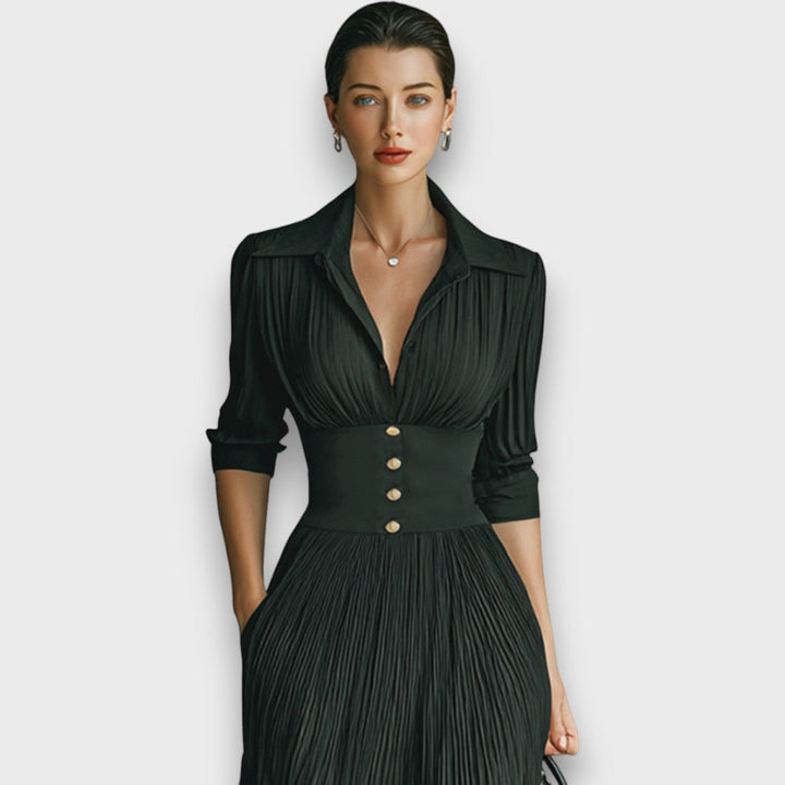 Miryn - Elegantes Plissé-Maxikleid