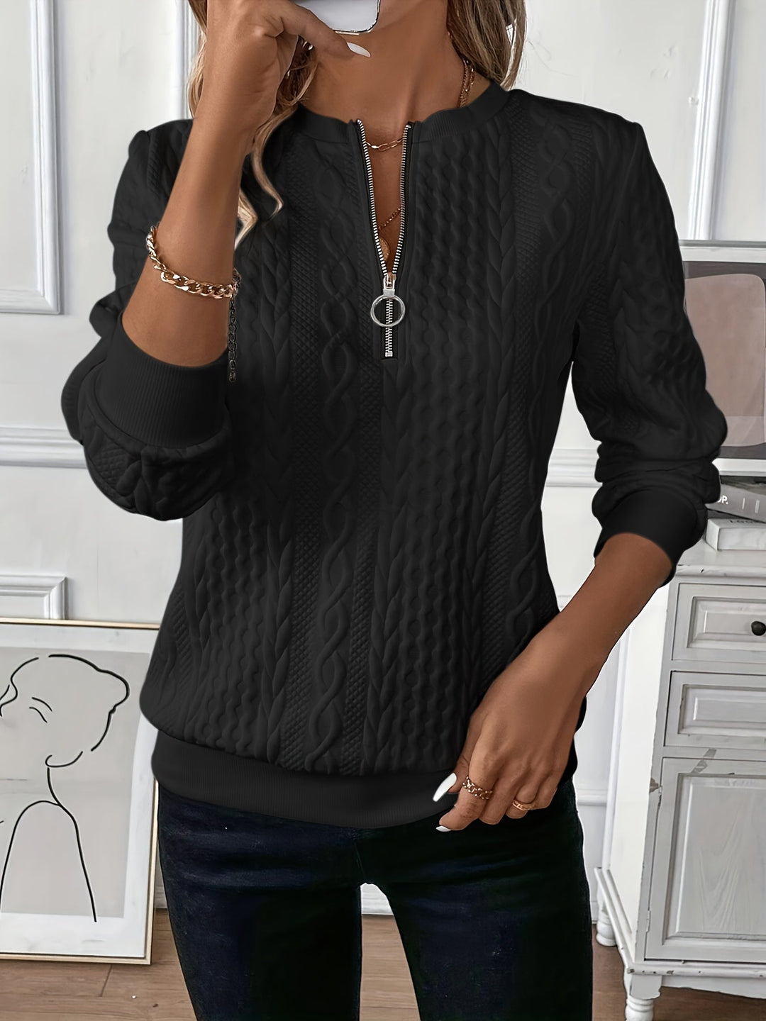 Delorina - Soft-Touch Reißverschluss-Pullover