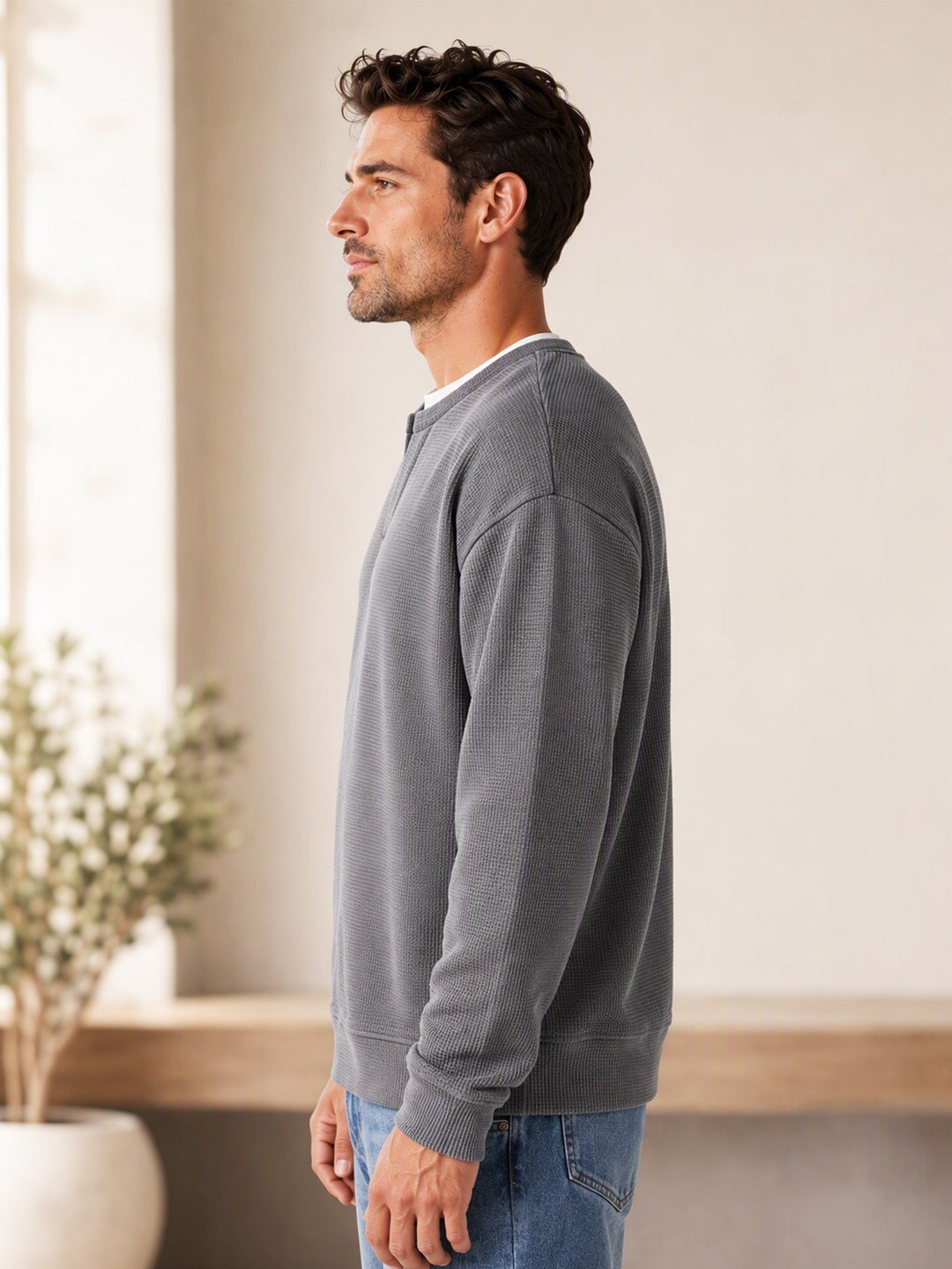 Oswald - Langarmshirt mit Waffelstruktur
