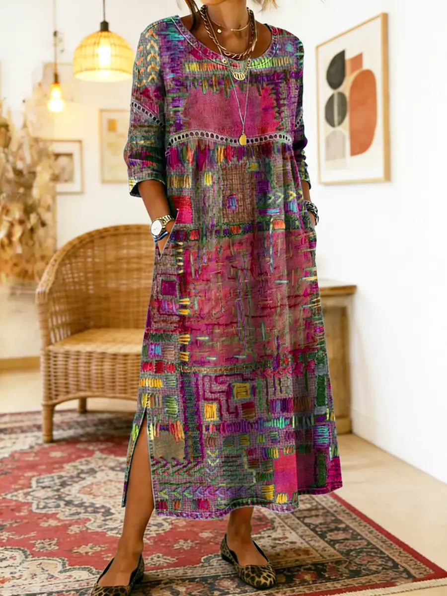Maelle - Bedrucktes, locker geschnittenes Midikleid