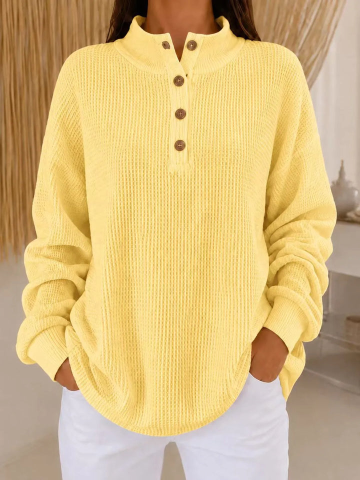 Belliora - Strukturstrick-Pullover mit Henley-Ausschnitt
