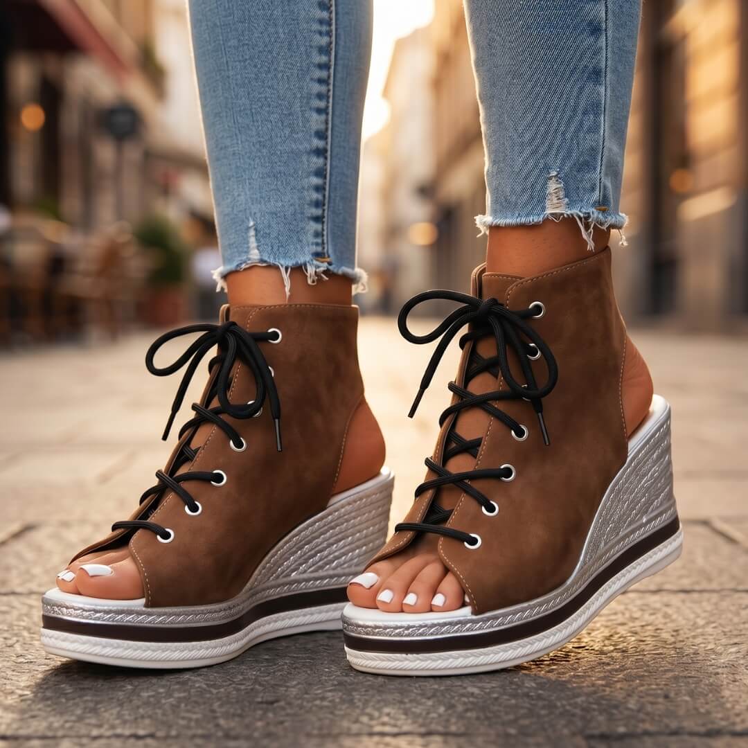 Layla - Hohe Keilsandalen zum Schnüren