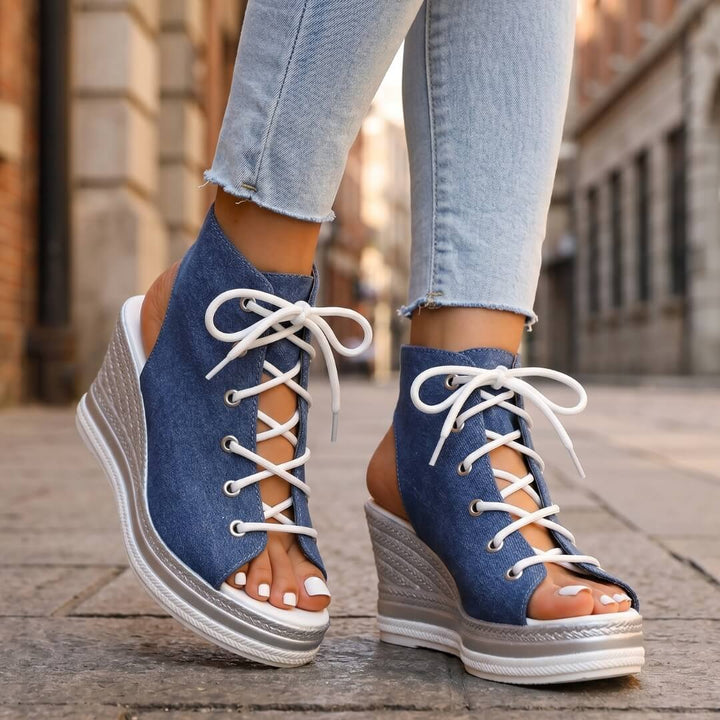 Layla - Hohe Keilsandalen zum Schnüren