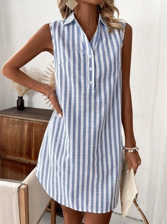 Anora - Gestreiftes Hemdblusenkleid in Soft-Touch-Qualität