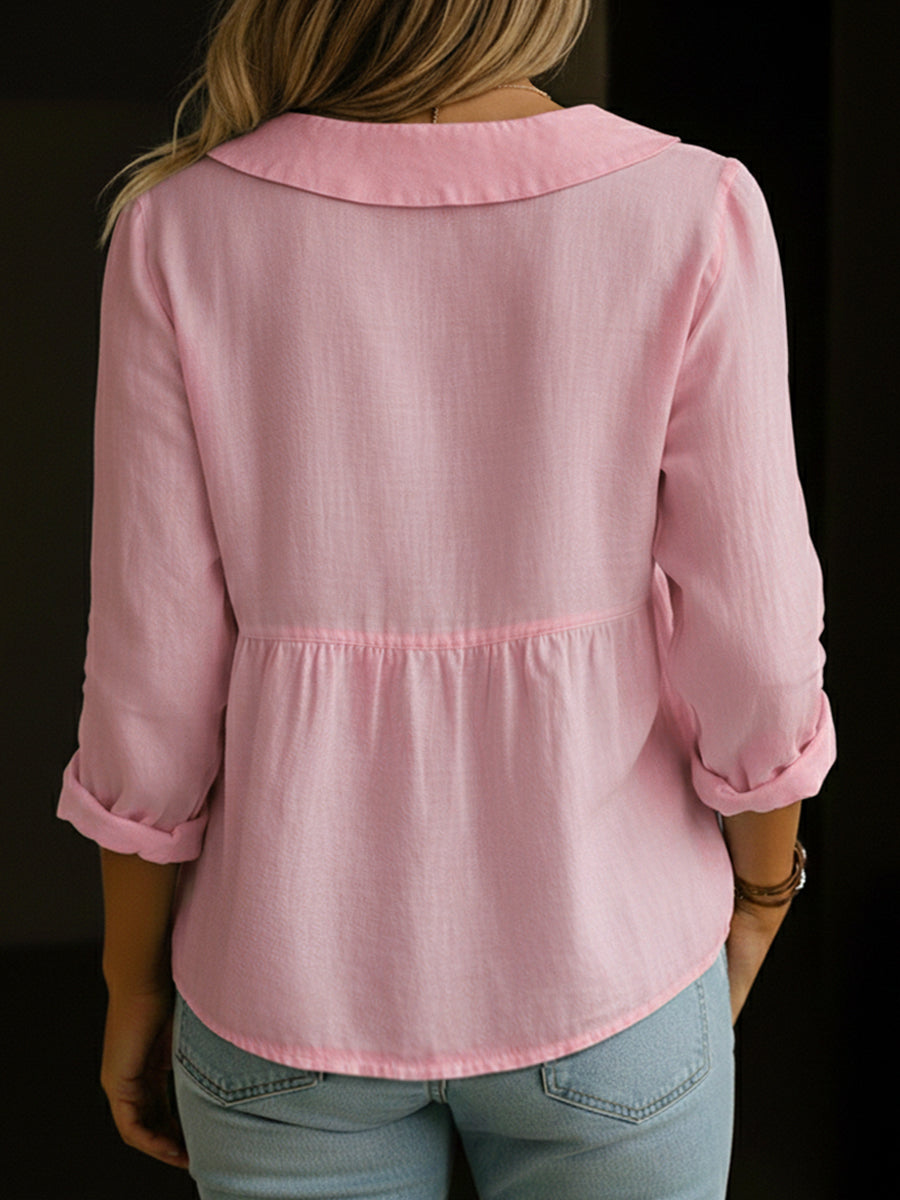 Arlira - Bluse mit Peter-Pan-Kragen aus weichgriffigem Leinen