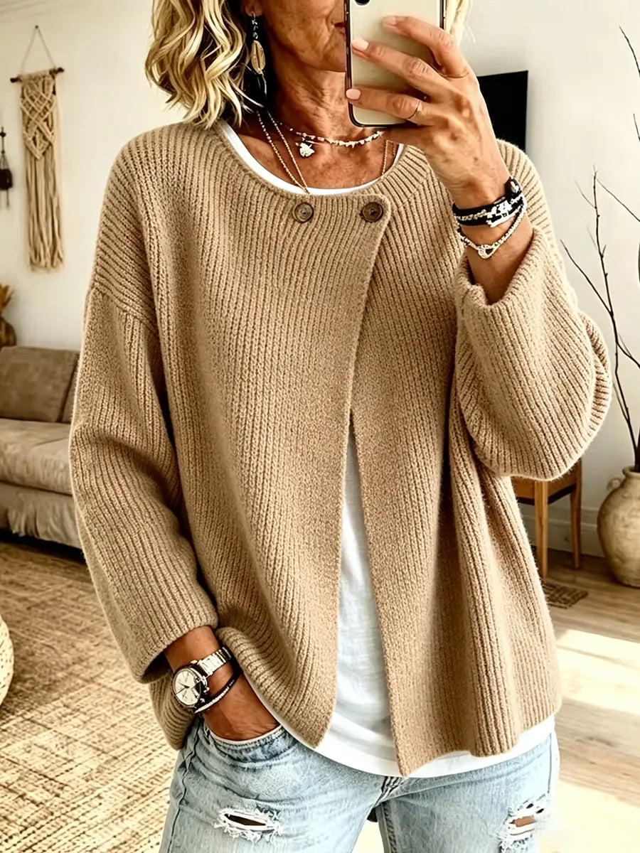 Anisa - Locker geschnittener Strick-Cardigan mit Knopf-Details